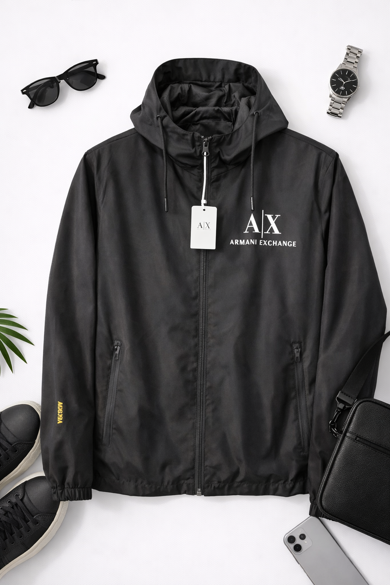 Geacă bărbați A|X Armani Exchange – Windbreaker cu glugă, negru
