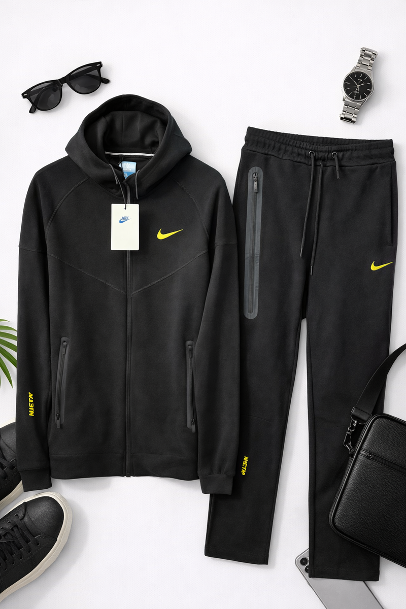 Trening Nike pentru bărbați – set sport cu glugă, negru