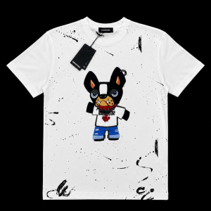 Tricou premium DSQUARED2 cu imprimeu „French Bulldog” (Ciro)