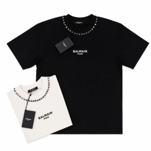 Tricou de lux Balmain Paris cu ținte la guler